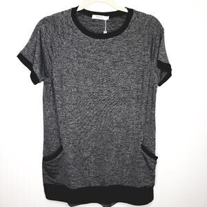 Haute Women's Pullover Tunic Short Sleeve Tee 2 Front Pockets